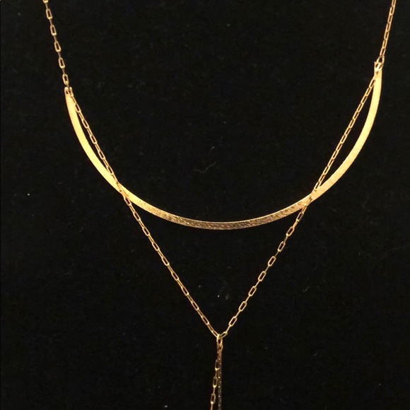 Serefina gold lariat layered necklace - Picture 3 of 5